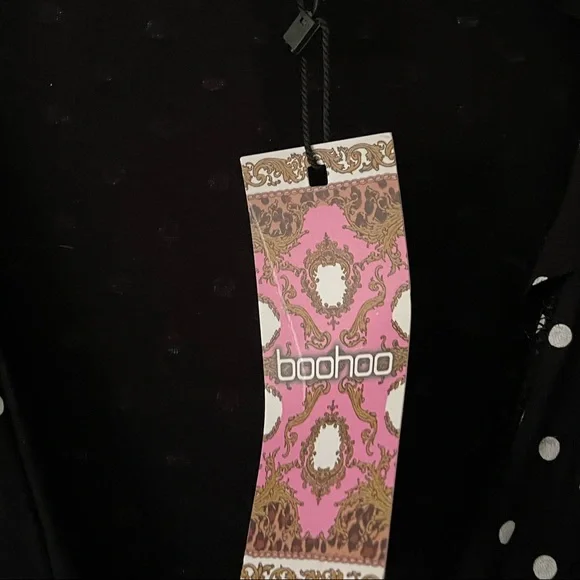 BOOHOO Black and White Polka Dot Dress - Size 8 - Picture 4 of 7